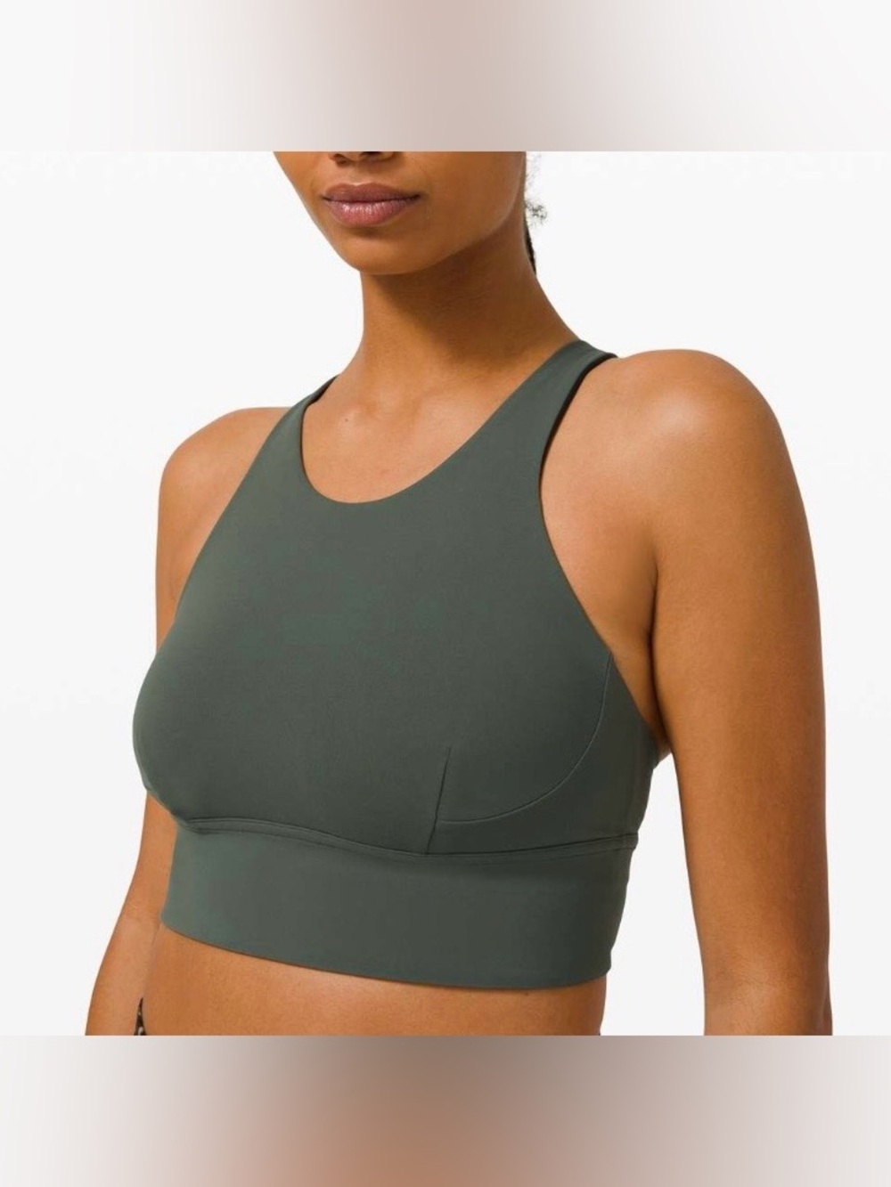 Lululemon wunder train long - line bra medium support A/B cup smoked spruce